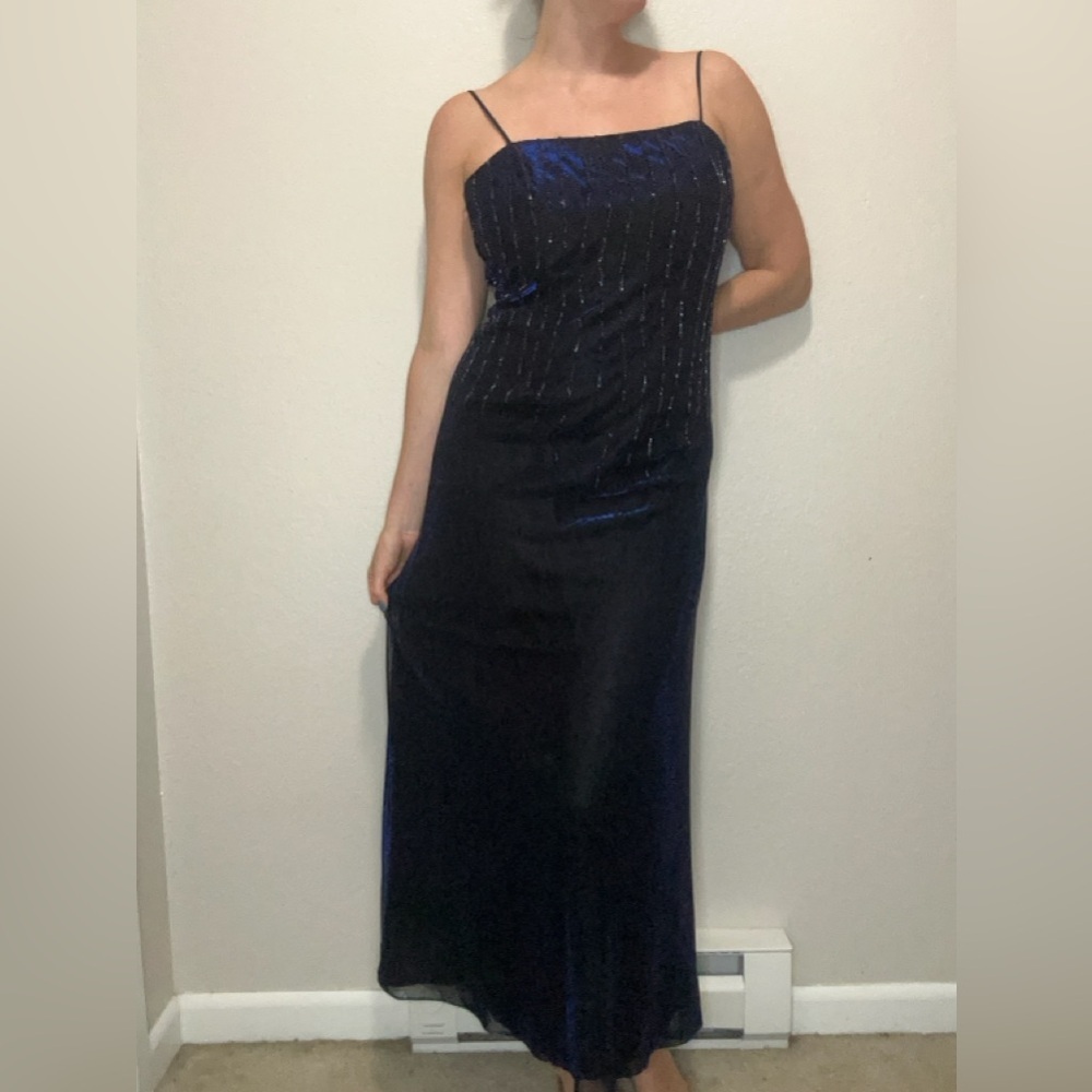 Vintage Betsy & Adam by Jaslene Gown 12P Fits Modern 6 Beaded Maxi Slip Dress